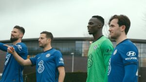 Chelsea’s star players had dozens of footballs launched at them by a machine powered by the new Hyundai IONIQ electric car