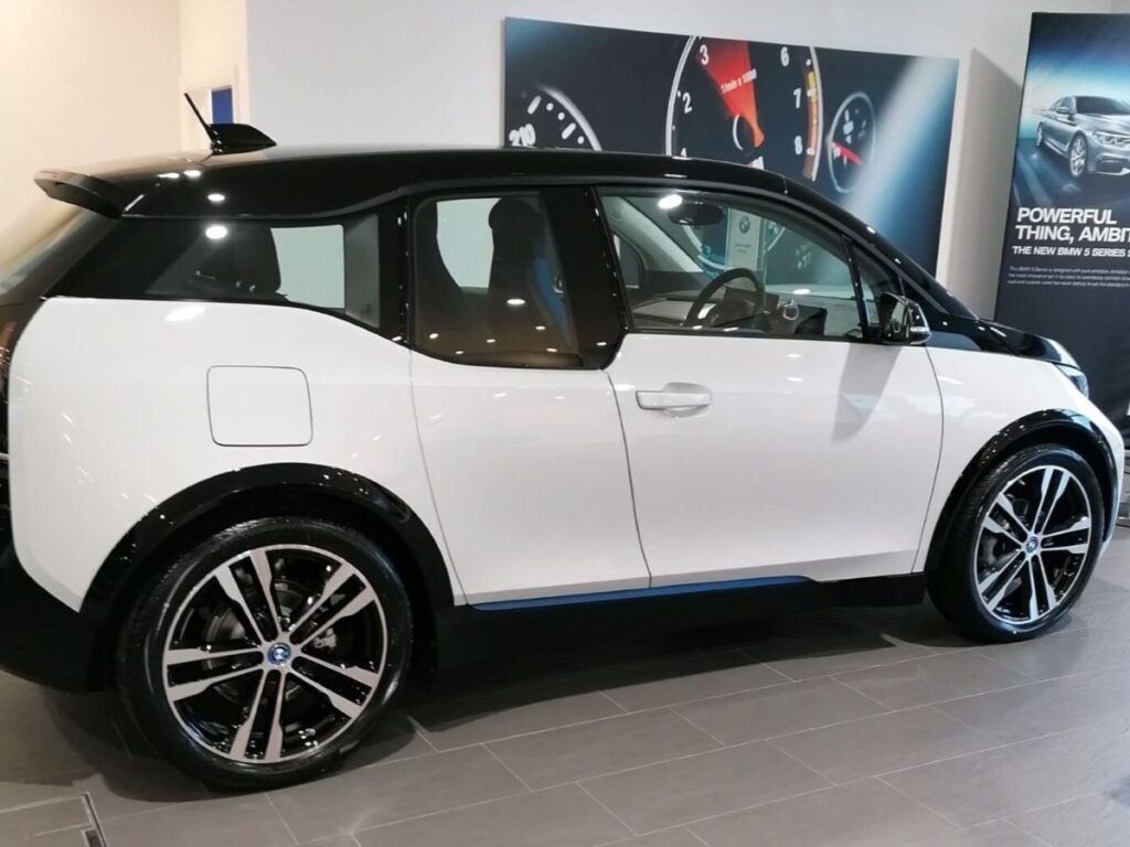Garry's BMW i3S 42kWh in a showroom.