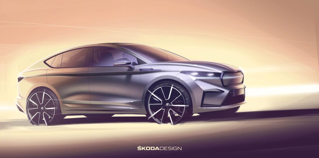 Design sketches offer a first glimpse of the new ŠKODA ENYAQ COUPÉ iV ahead of world premiere on 31st January