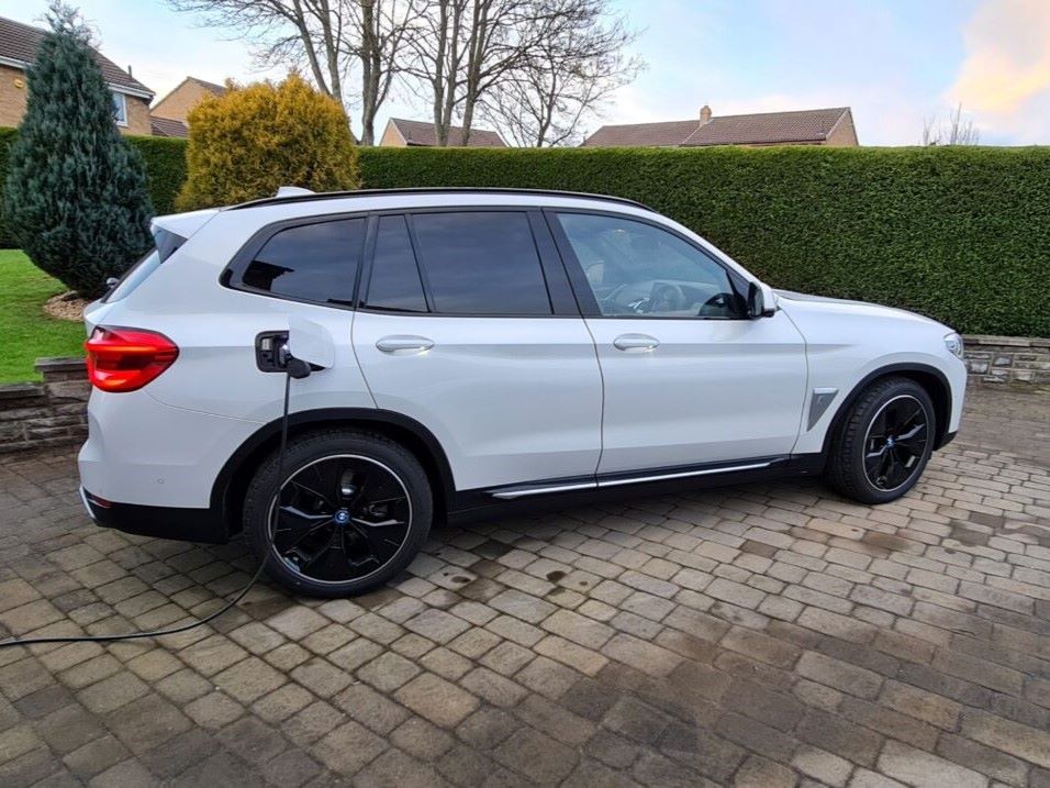 Steve North East's BMW iX3 Premier Pro 2022 charging on his drive.