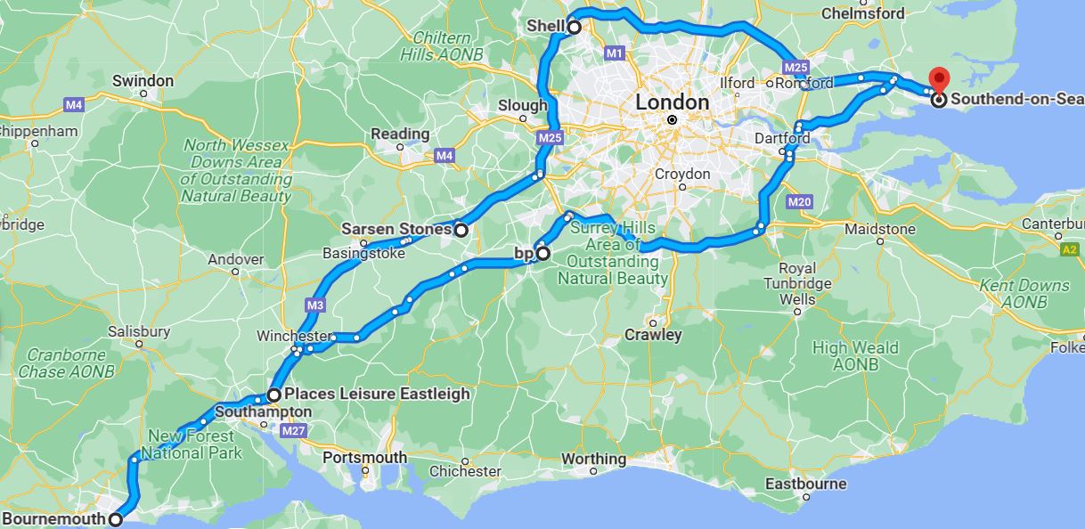 Nissan LEAF 2016 Road trip report Southend to Bournemouth Electric