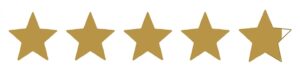 Five gold stars showing a 4.86 out of 5 owner satisfaction rating for the BMW i4