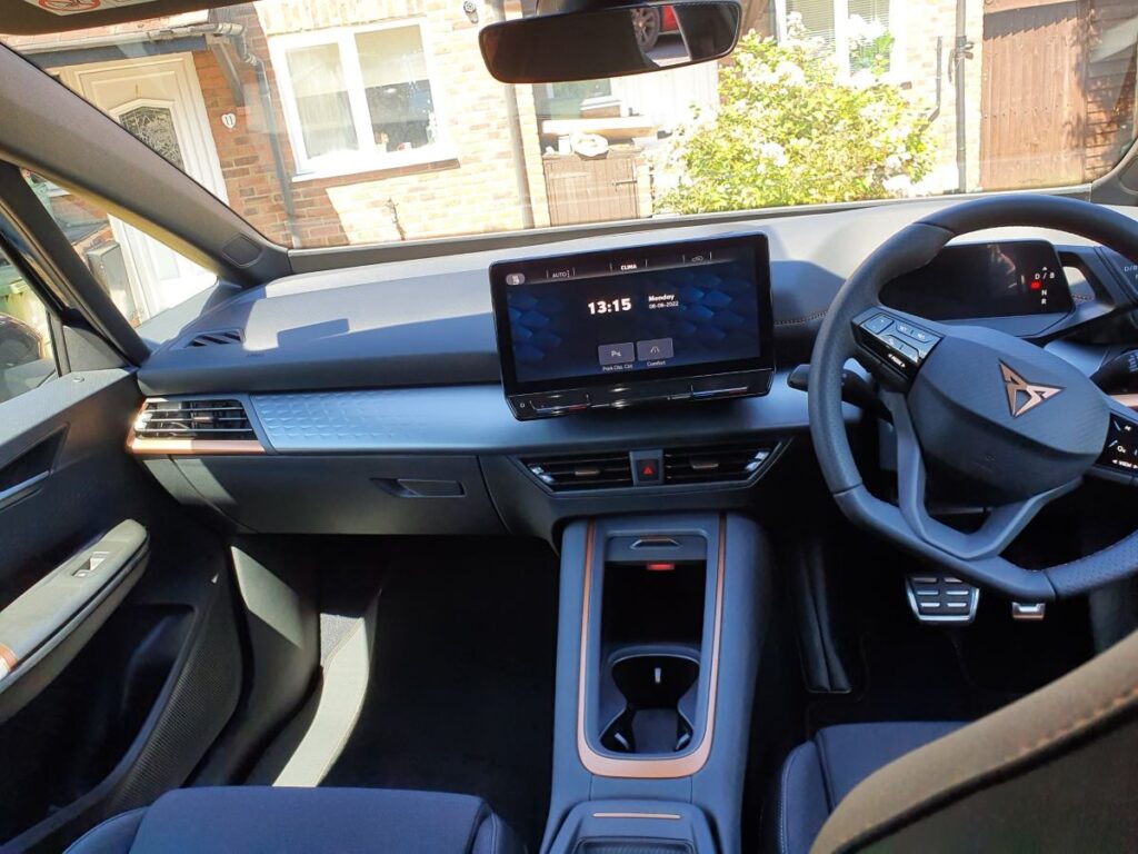 The infotainment screen of the Cupra Born