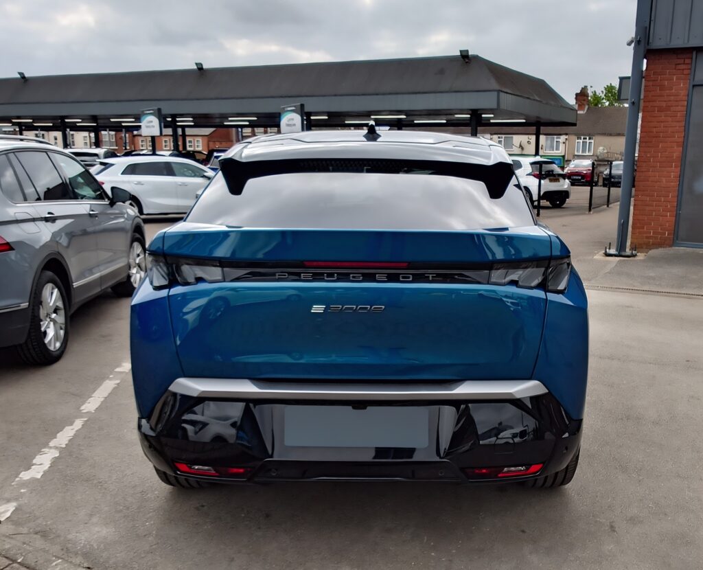 A rear view of Nigel Willis's Peugeot E-3008