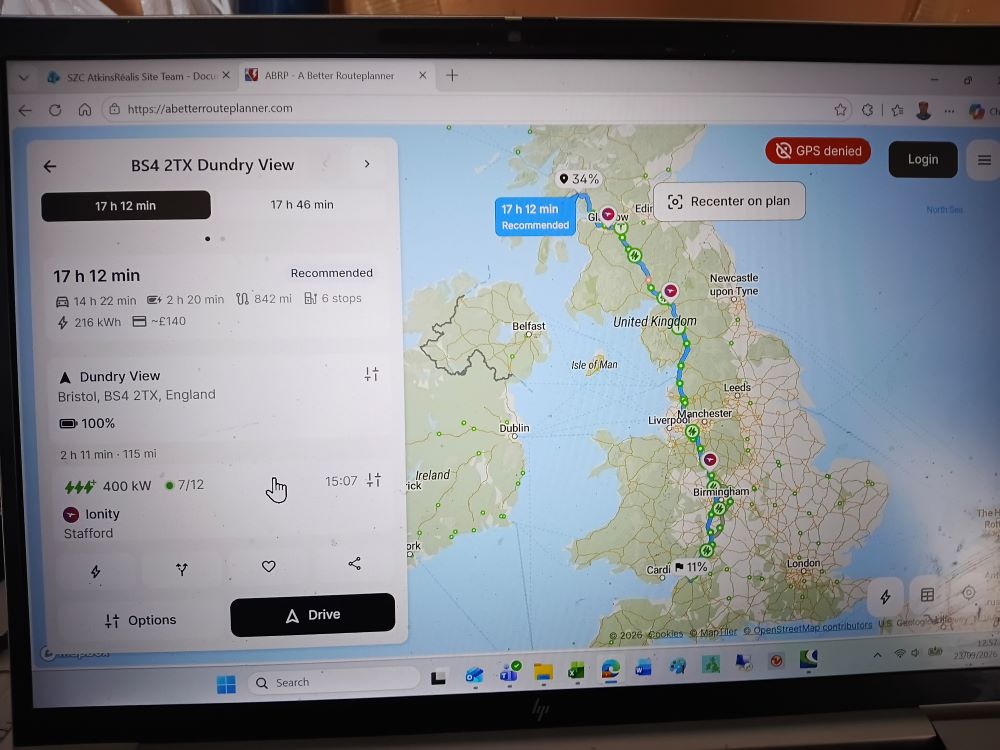 Scott's planned journey from Bristol to Argyll and Bute and back