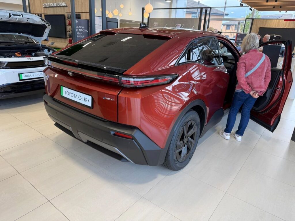 Paul's 2026 Toyota C-HR+ Design 72kWh in the dealer showroom